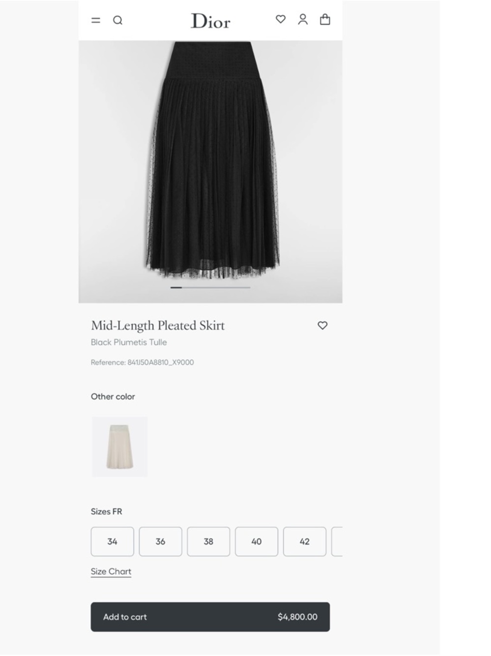 Dior Christian Dior Mid-Length Pleated Skirt
Black Plumetis Tulle Size US12 COA - Picture 6 of 8